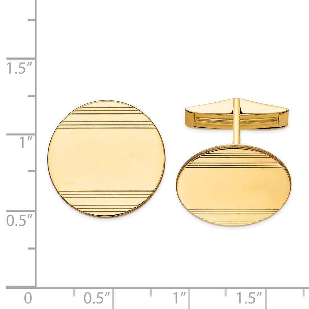14k Men's Circular w/ Line Design Cuff Links (MC176)