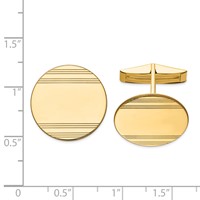 14K Mens Circular with Line Design Cuff Links view 2