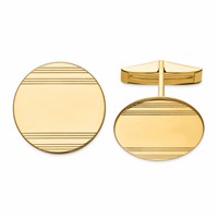 14K Mens Circular with Line Design Cuff Links view 1