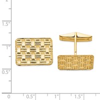 14K Yellow Gold Mens Basketweave Textured Cuff Links view 2
