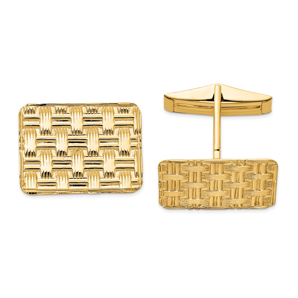 14k Men's Basketweave Textured Cuff Links (MC177)