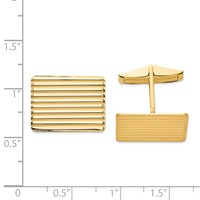 14K Yellow Gold Mens Grooved Cuff Links view 2
