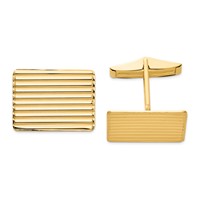 14K Yellow Gold Mens Grooved Cuff Links view 1