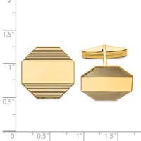 14K Yellow Gold Mens Octagonal with Line Design Cuff Links view 2