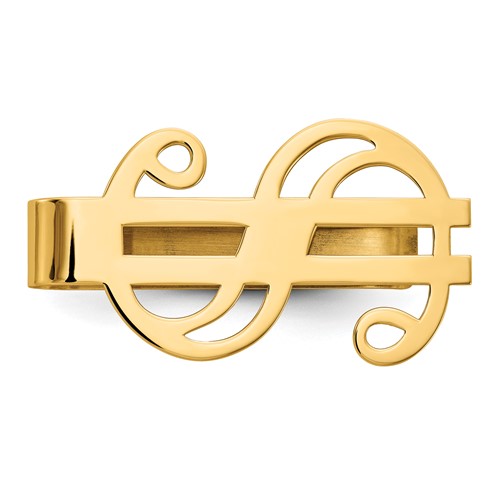 14K Yellow Gold Polished Dollar Sign Money Clip