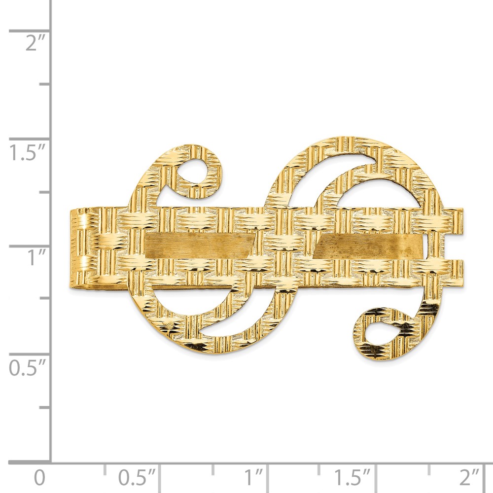 14k Polished Textured Dollar Sign Money Clip (MC194)