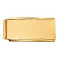 14K Yellow Gold Mens Engravable Sandblast Edge Money Clip view 1