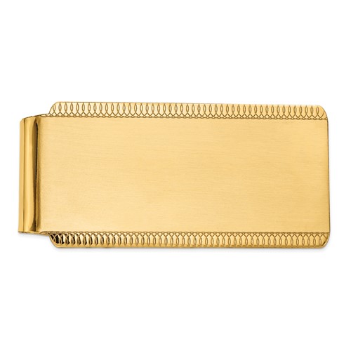 14K Yellow Gold Mens Engravable Sandblast Edge Money Clip