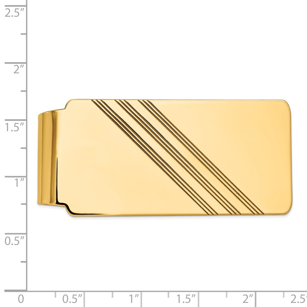 14k Men's Grooved Polished Money Clip (MC20)