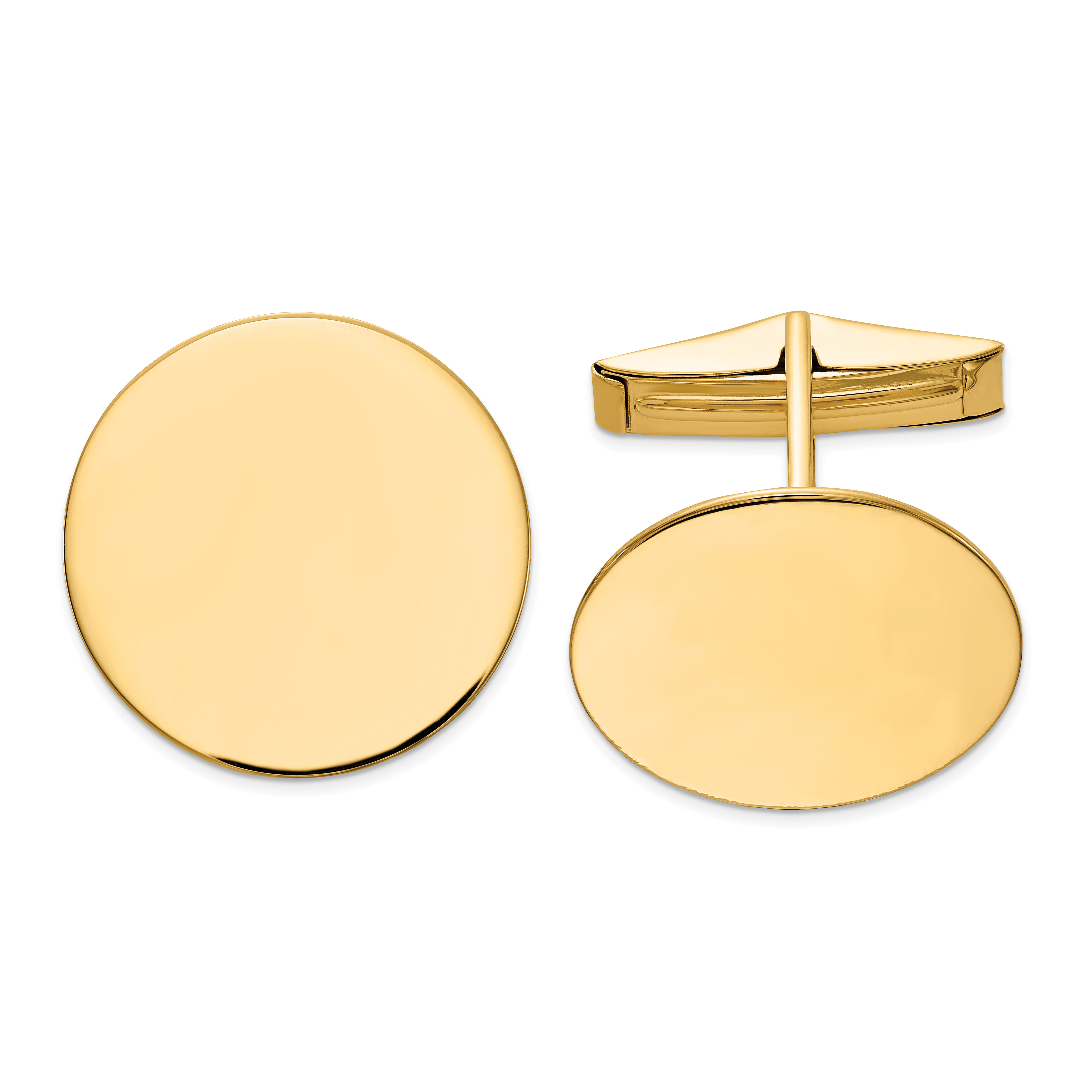 14K Men's Circular Polished Cuff Links (MC245)