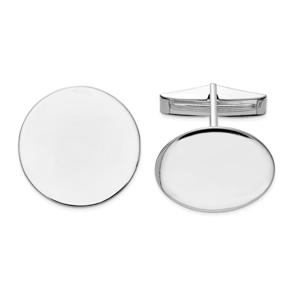 14K White Gold Mens Circular Cuff Links