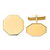 14K Yellow Gold Mens Octagonal Cuff Links view 1