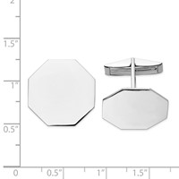 14K White Gold Mens Octagonal Cuff Links view 2