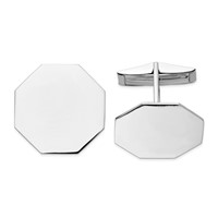 14K White Gold Mens Octagonal Cuff Links view 1