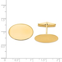 14K Yellow Gold Mens Oval Cuff Links view 2