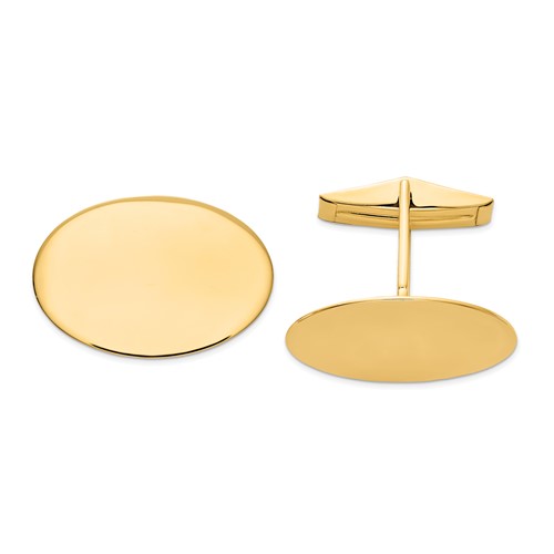 14K Yellow Gold Mens Oval Cuff Links