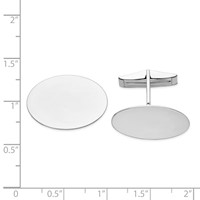 14K White Gold Mens Oval Cuff Links view 2