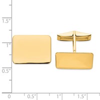14K Yellow Gold Mens Rectangular Cuff Links view 2