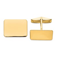 14K Yellow Gold Mens Rectangular Cuff Links view 1