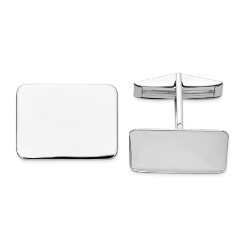 14K White Gold Mens Rectangular Cuff Links