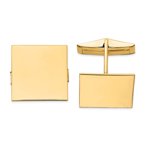 14K Yellow Gold Mens Square Cuff Links