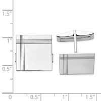 14K White Gold Mens Square with Line Design Cuff Links view 2