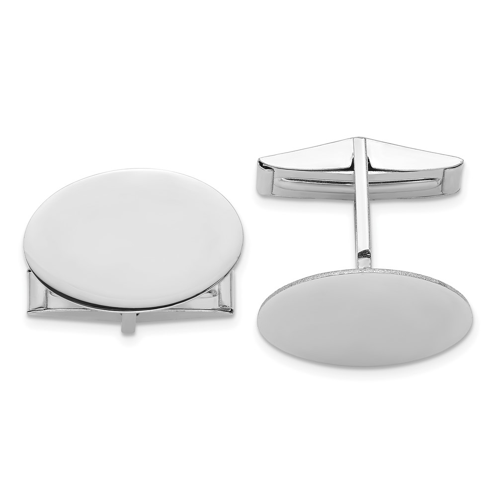 14K White Gold Men's Oval Cuff Links (MC258)