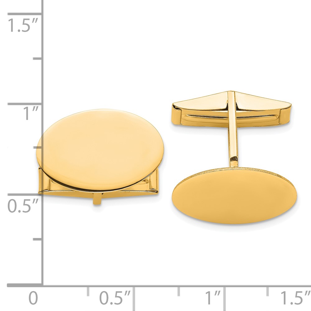 14K Yellow Gold Men's Oval Cuff Links (MC259)