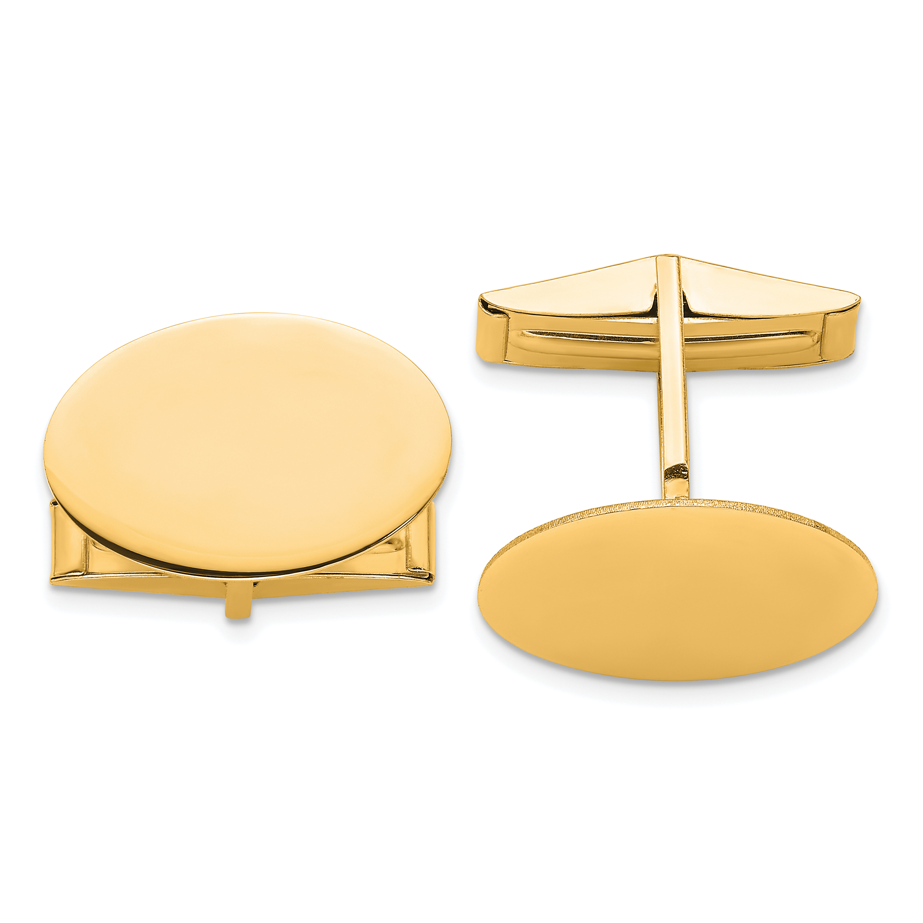 14K Yellow Gold Men's Oval Cuff Links (MC259)