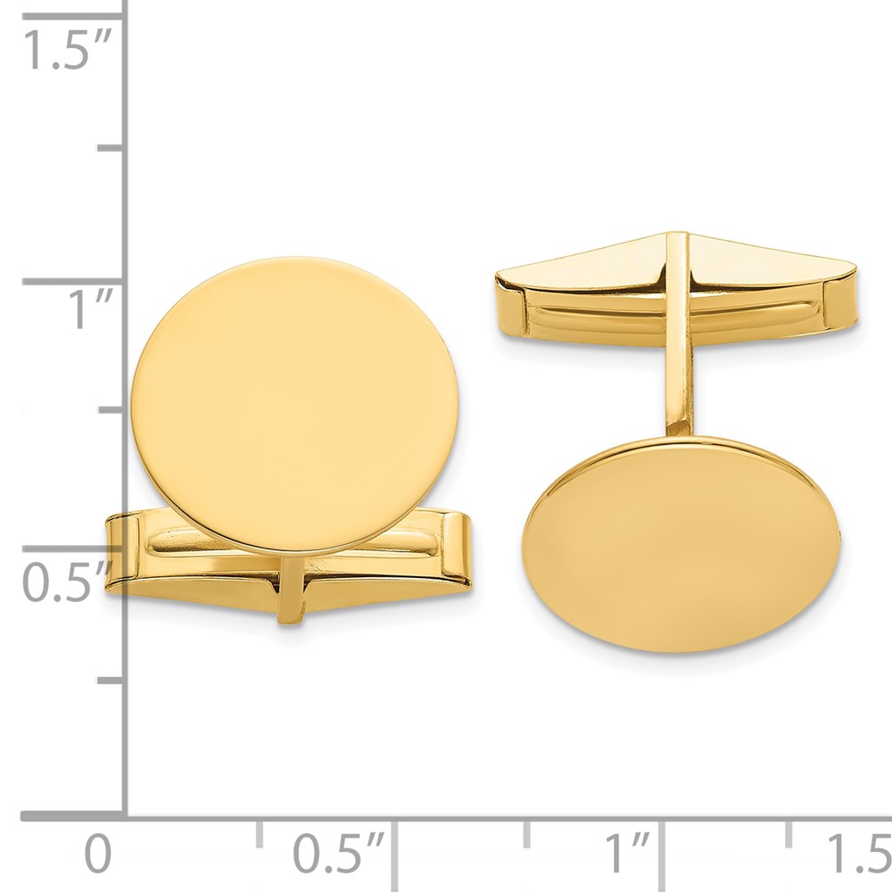 14K Men's Circular Polished Cuff Links (MC260)