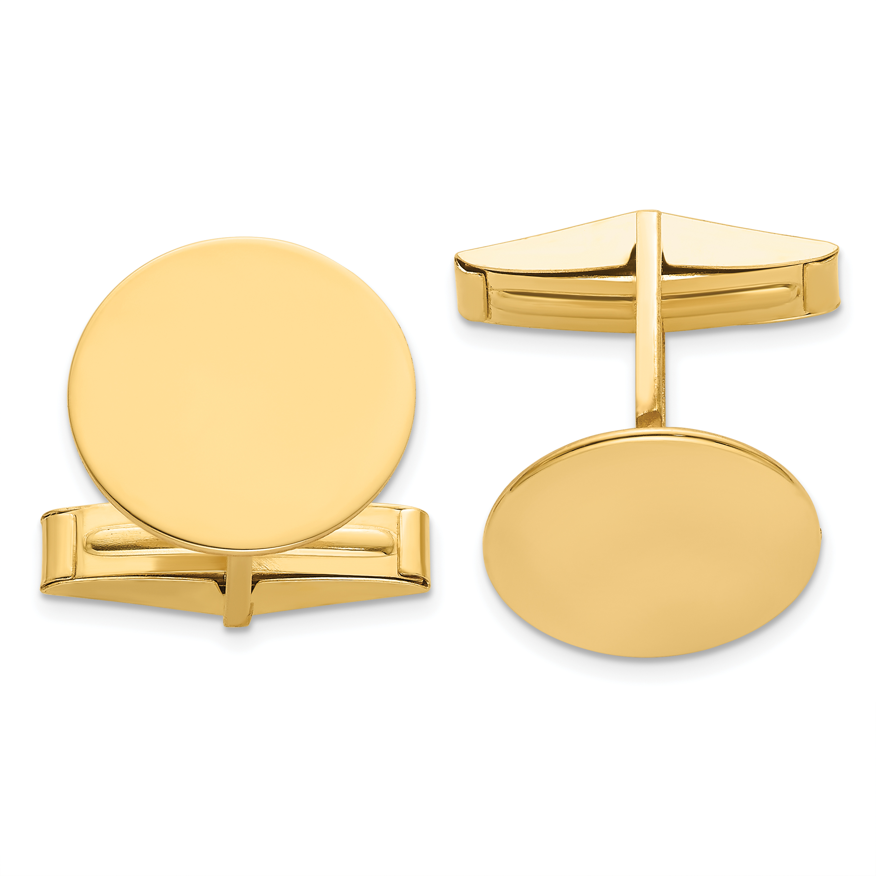 14K Men's Circular Polished Cuff Links (MC260)