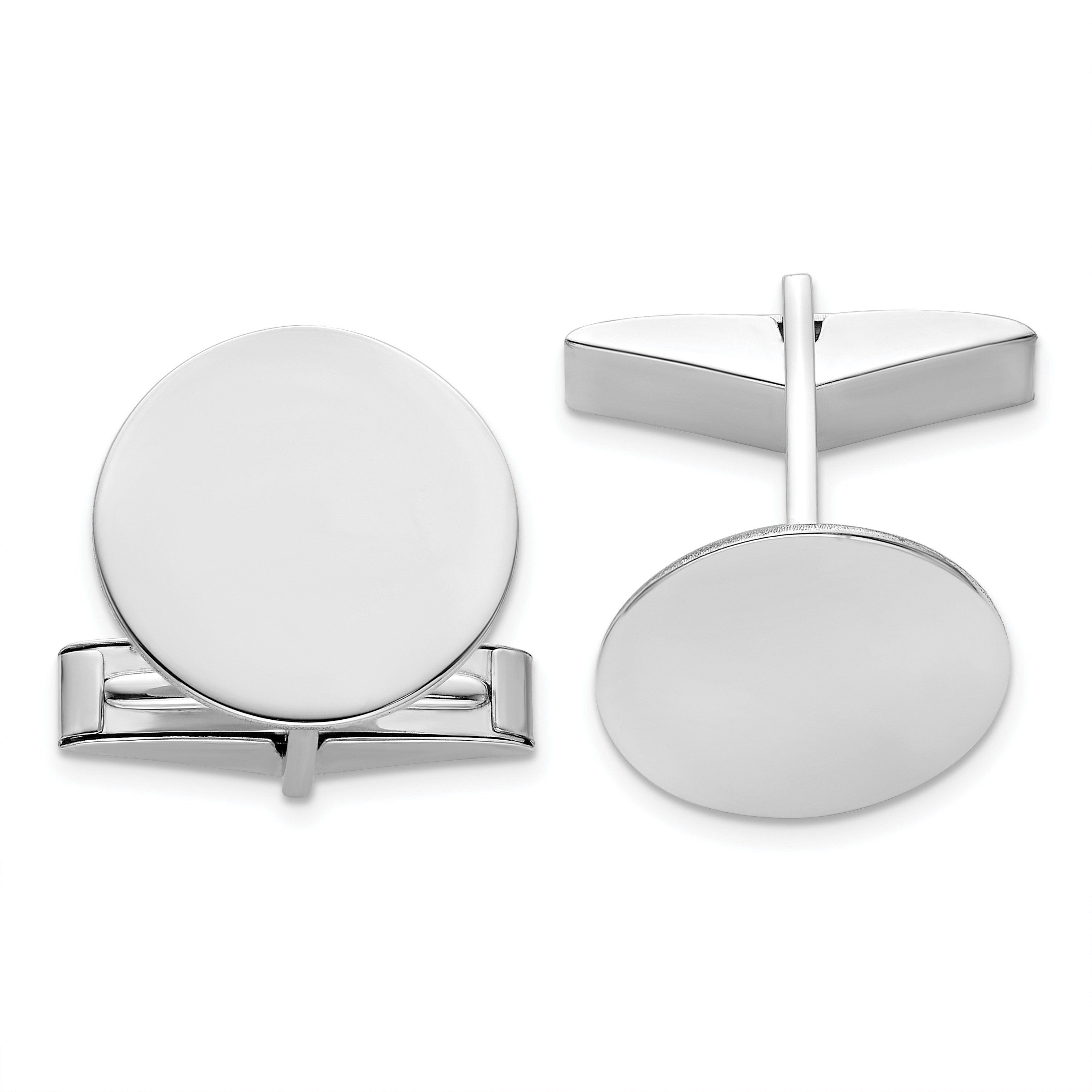 14K White Gold Men's Circular Cuff Links (MC261)