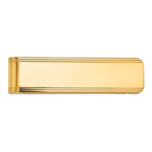 14K Yellow Gold Mens Grooved Polished Money Clip