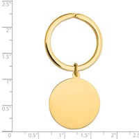 14K Yellow Gold Round High Polished Disc Key Ring view 2