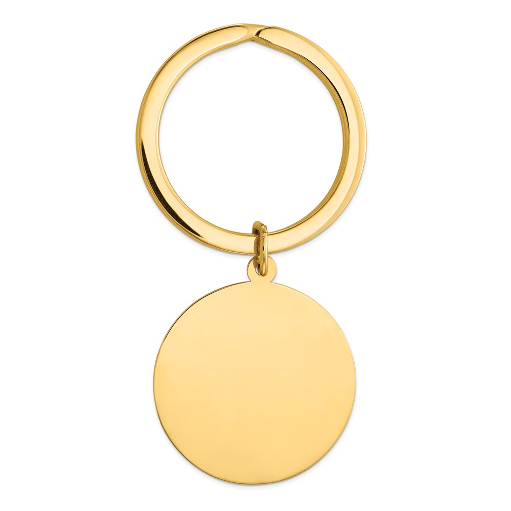 14K Yellow Gold Round High Polished Disc Key Ring