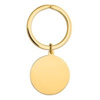 14K Yellow Gold Round High Polished Disc Key Ring view 1