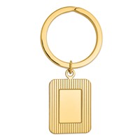 14K Textured Rectangle Disc Key Ring view 1