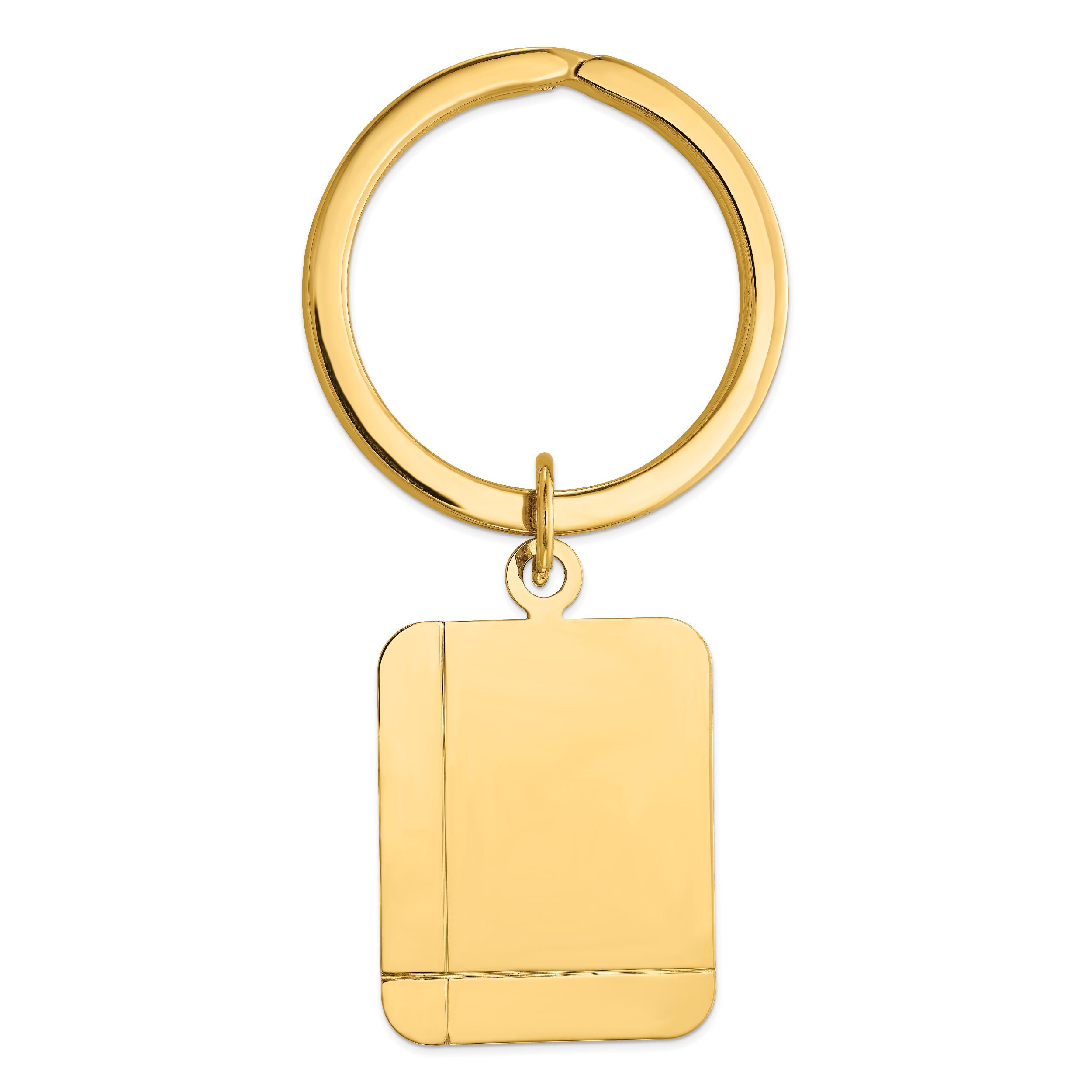 14k Grooved Rectangle Disc Key Ring (MC324)