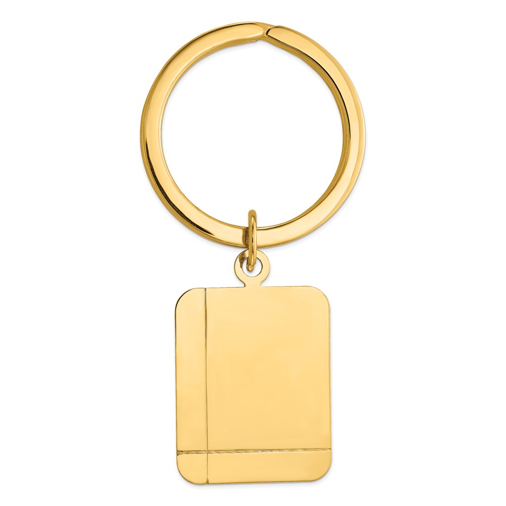 14k Grooved Rectangle Disc Key Ring (MC324)