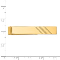 14K Yellow Gold Mens Grooved Engravable Diagonal Tie Bar view 3