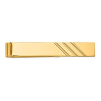 14K Yellow Gold Mens Grooved Engravable Diagonal Tie Bar view 1