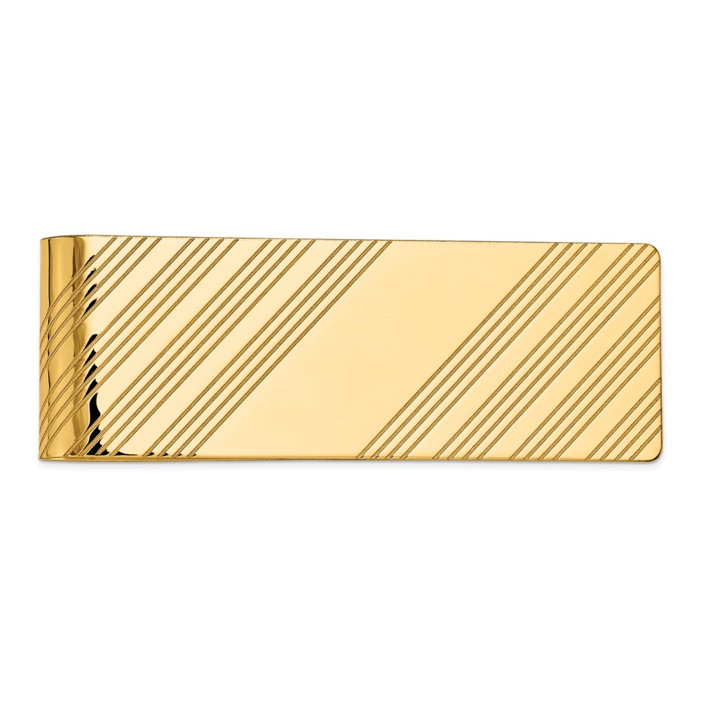 14k Men's Grooved Polished Money Clip (MC49)