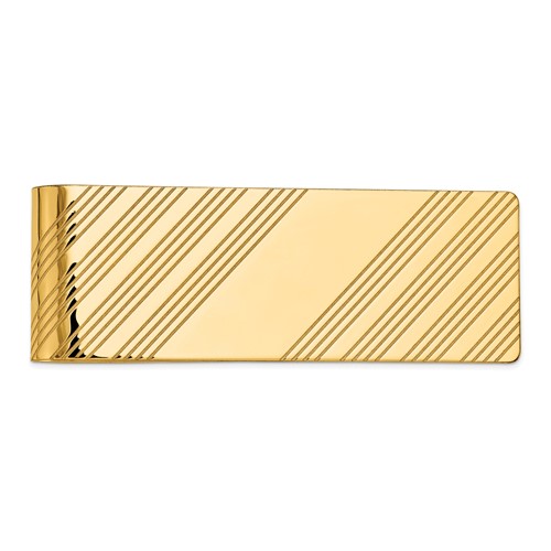 14K Yellow Gold Mens Grooved Polished Money Clip