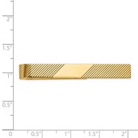 14K Yellow Gold Mens Grooved Engravable Diagonal Tie Bar view 3
