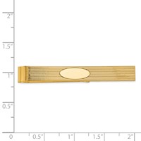 14K Mens Grooved with Engravable Oval Tie Bar view 3