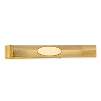 14K Mens Grooved with Engravable Oval Tie Bar view 1