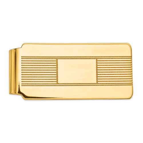 14K Yellow Gold Mens Engravable Money Clip