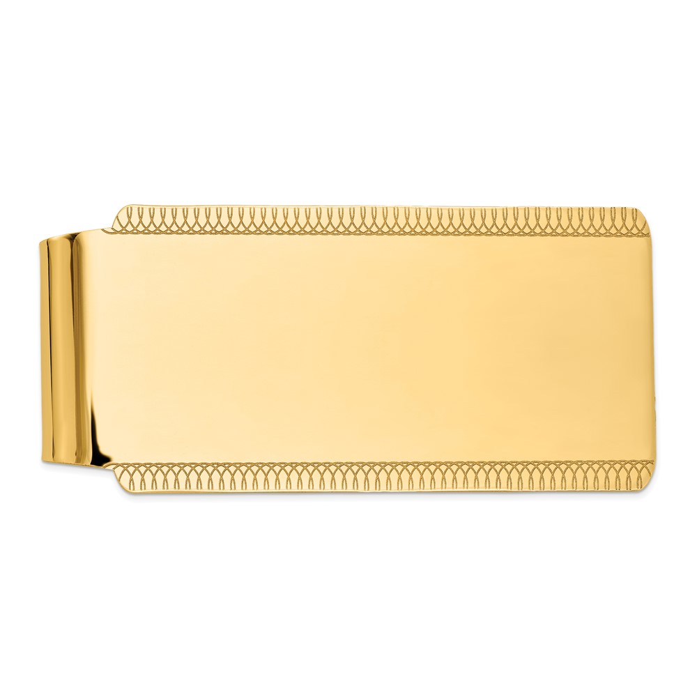 14K Yellow Gold Mens High Polish Textured Design Money Clip