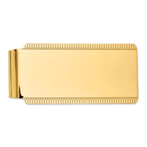 14K Yellow Gold Mens High Polish Textured Design Money Clip