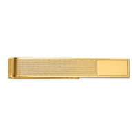 14K Yellow Gold Mens Grooved Engravable Tie Bar view 1